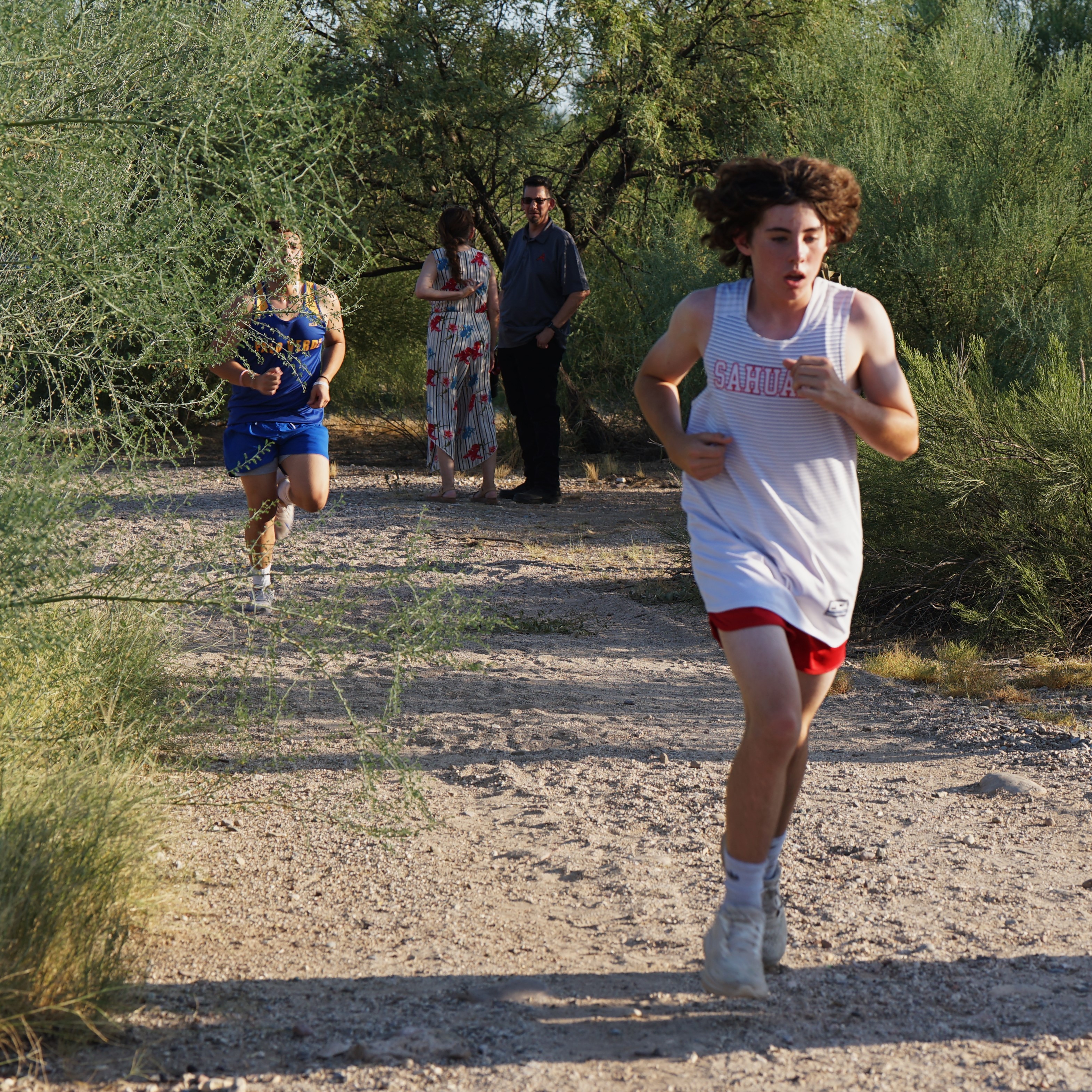 A Sahuaro cross country athlete pushes hard on the course