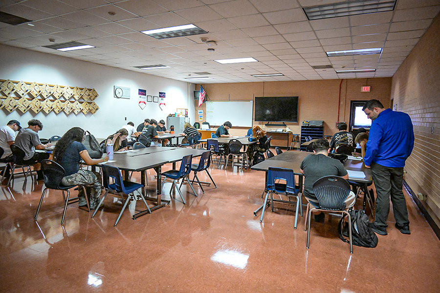 Students hard at work in a classroom