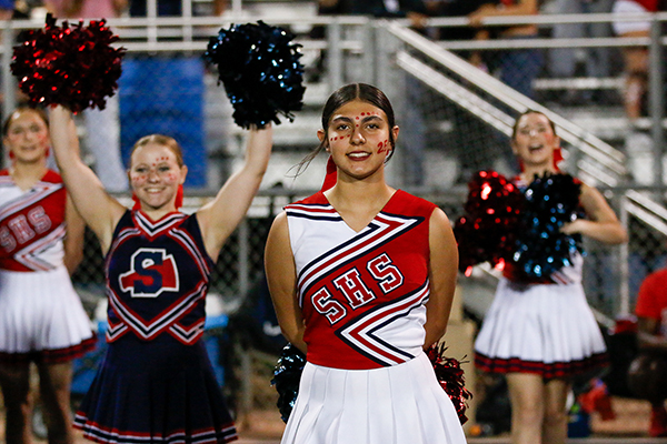 Sahuaro cheerleaders perform on the field
